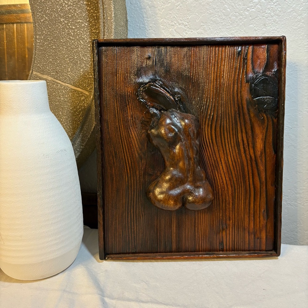 Hand carved nude Woman Wooden Art Piece RARE